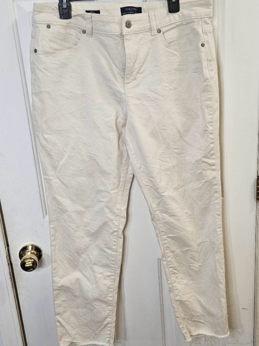Talbots Cream/Off-White Raw Hem Cropped Jeans